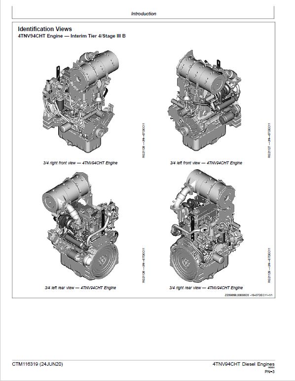 John Deere 4TNV94CHT Diesel Engine Component Technical Manual (CTM116319) Workshop Guide