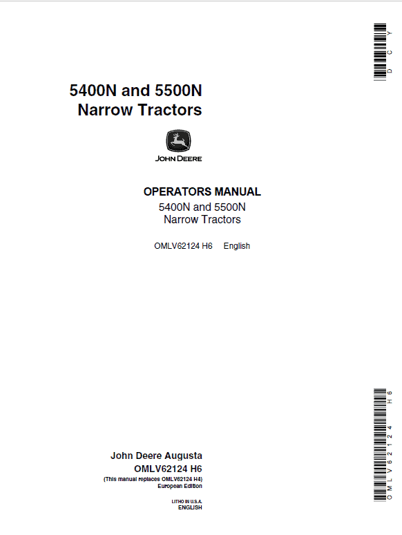 John Deere 5400N, 5500N Tractors Repair Technical Manual Workshop Guide