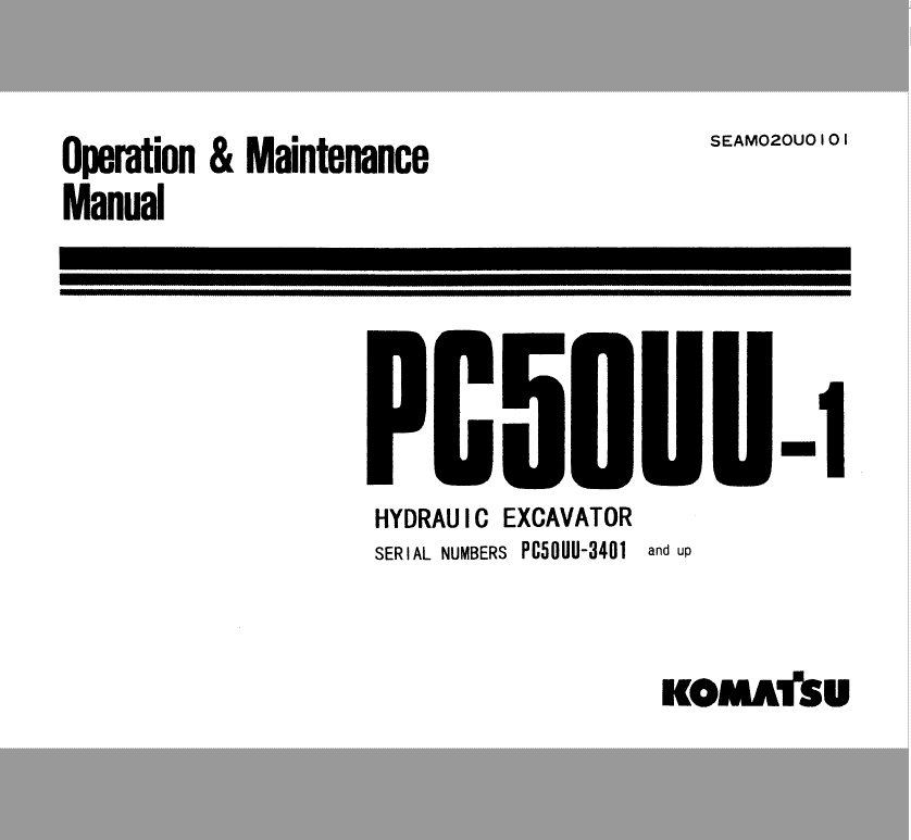 Komatsu PC50UU-1 Excavator Repair Service Manual Workshop Guide