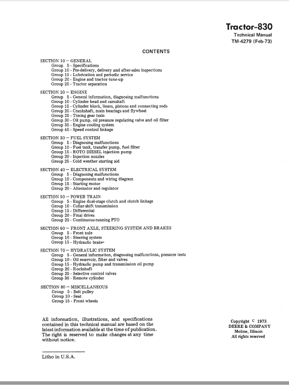 John Deere 830 Utility Tractor Repair Technical Manual Workshop Guide