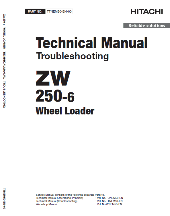 Hitachi ZW250-6 Wheel Loader Service Repair Manual Workshop Guide