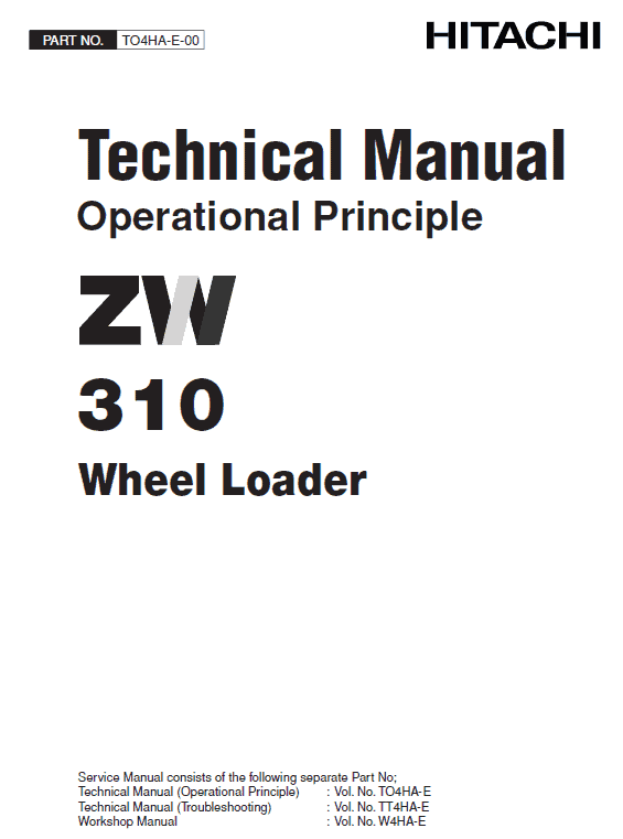 Hitachi ZW310 Wheel Loader Service Repair Manual Workshop Guide