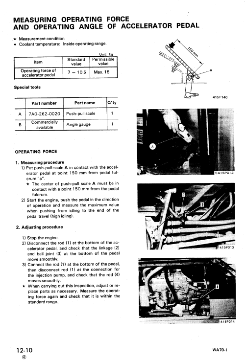 Komatsu WA70-1 Wheel Loader Service Manual Workshop Guide