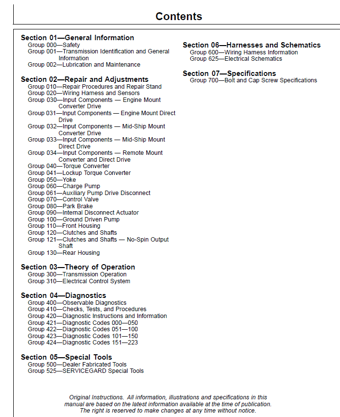 John Deere DF150, DF250 Transmissions Analog Valve Component Technical Manual (CTM159619) Workshop Guide