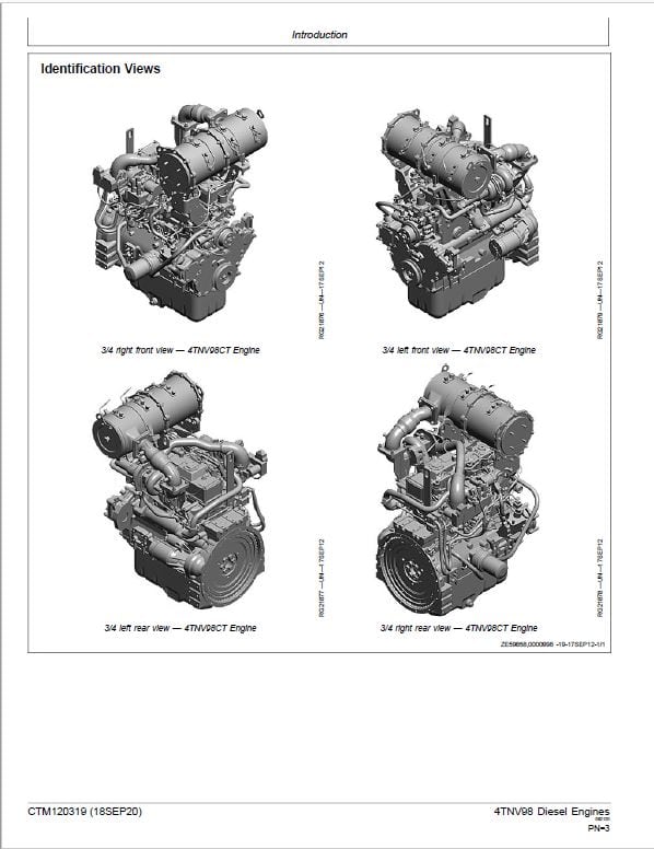 John Deere 4TNV98C, 4TNV98CT Diesel Engine Component Technical Manual (CTM120319) Workshop Guide