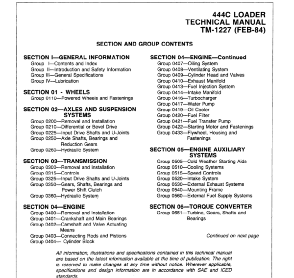 John Deere 444C Loader Repair Technical Manual (TM1227) Workshop Guide