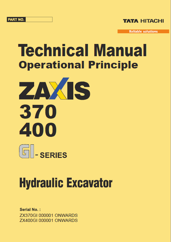 Hitachi ZX370GI, ZX400GI Excavator Service Repair Manual Workshop Guide