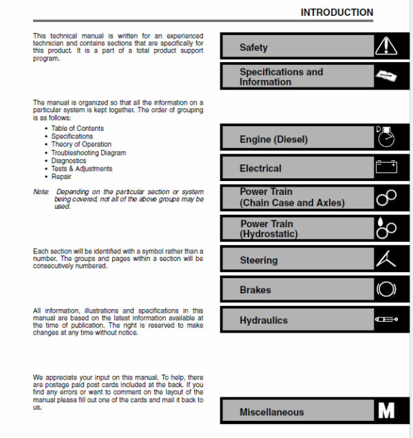 John Deere 240, 250 Skid-Steer Loader Technical Manual (TM1747) Workshop Guide