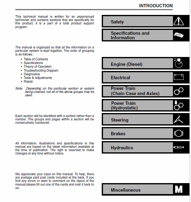 John Deere 240, 250 Skid-Steer Loader Technical Manual (TM1747) Workshop Guide