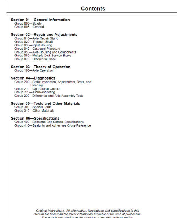 John Deere TeamMate V 1500 Series Outboard Planetary Axles Component Technical Manual (CTM115319) Workshop Guide