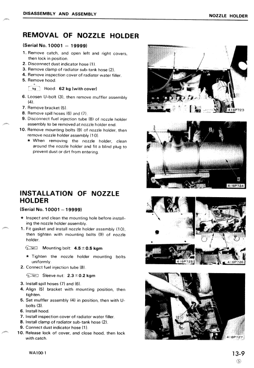 Komatsu WA100-1 Wheel Loader Service Manual Workshop Guide