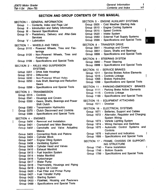 John Deere 670 Motor Grader Repair Technical Manual (TM1134) Workshop Guide