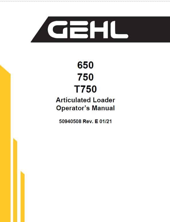 Gehl AL 750 Articulated Loader Repair Service Manual