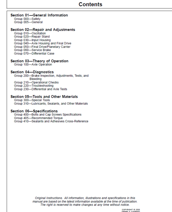 John Deere TeamMate V 1600 Series Inboard Planetary Axles Component Technical Manual (CTM141719) Workshop Guide