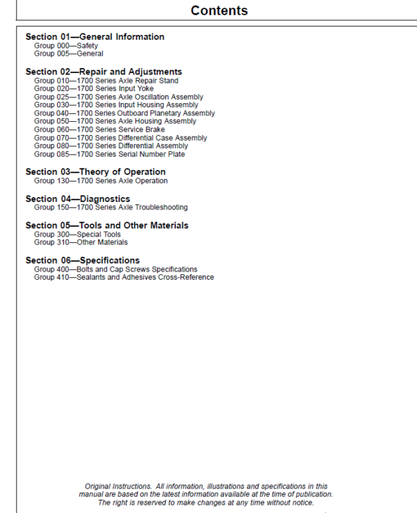 John Deere TeamMate V 1700 Series Outboard Planetary Axles Component Technical Manual (CTM129419) Workshop Guide
