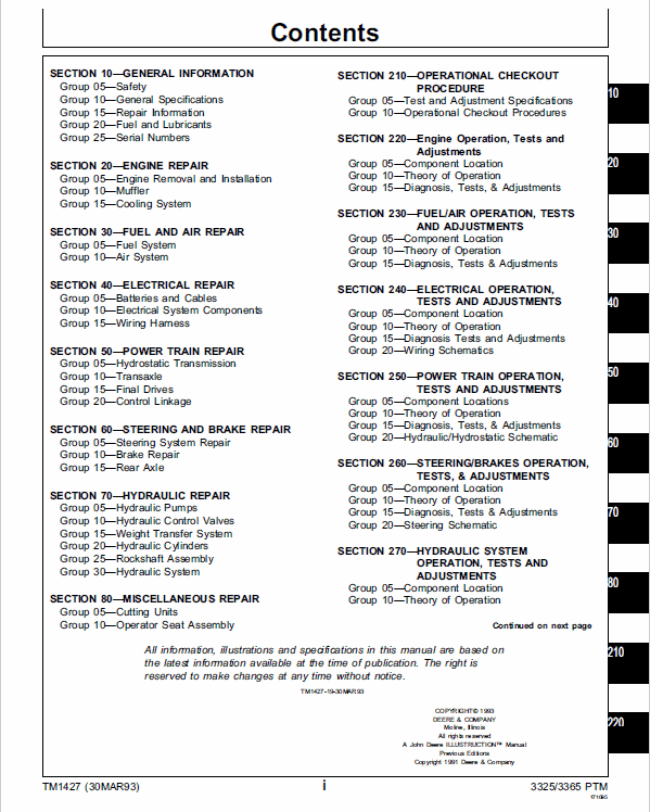 John Deere 3325, 3365 Mower Repair Technical Manual (TM1427) Workshop Guide