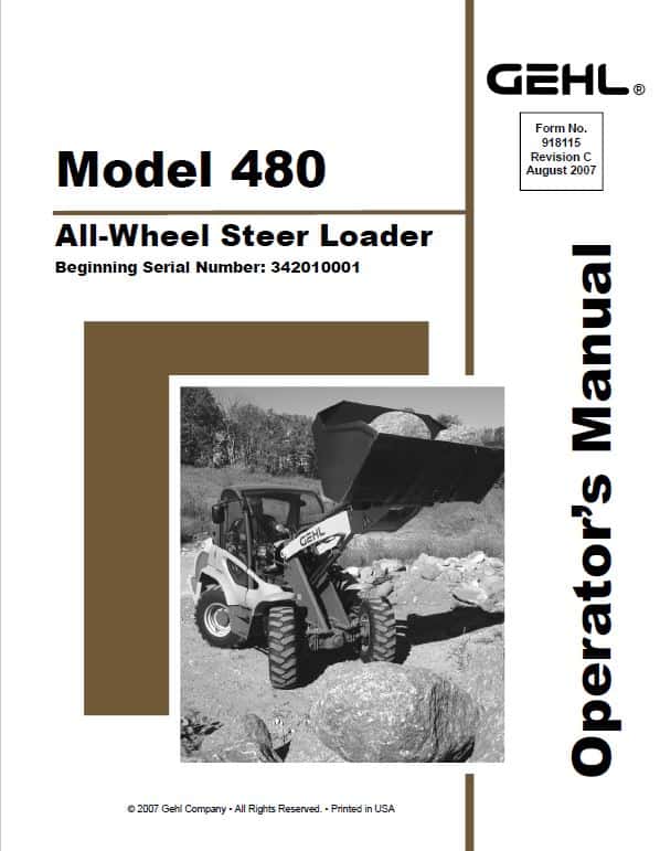 Gehl 480 Wheel Steer Loader Repair Service Manual