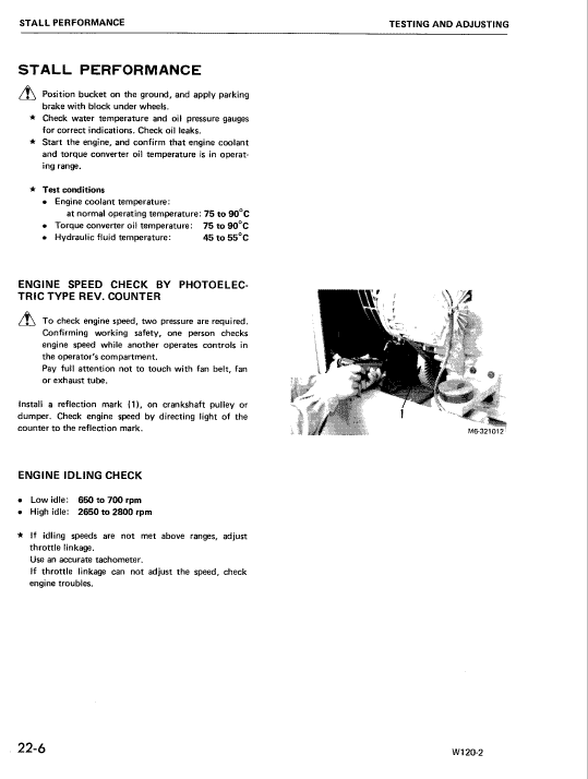 Komatsu W120-2 Wheel Loader Service Manual Workshop Guide