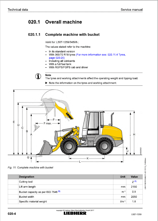 Liebherr L507 Type 1259 Wheel Loader Service Manual