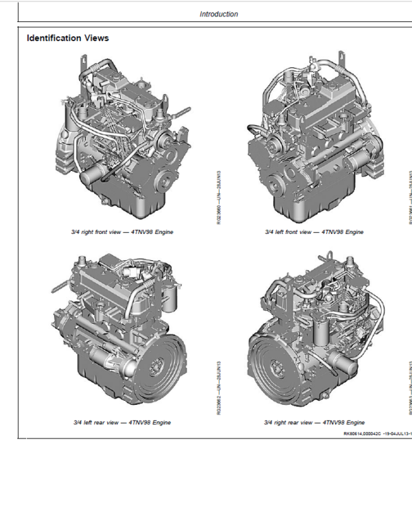 John Deere 4TNV98, 4TNV98T Diesel Engines Repair Manual (CTM130319) Workshop Guide