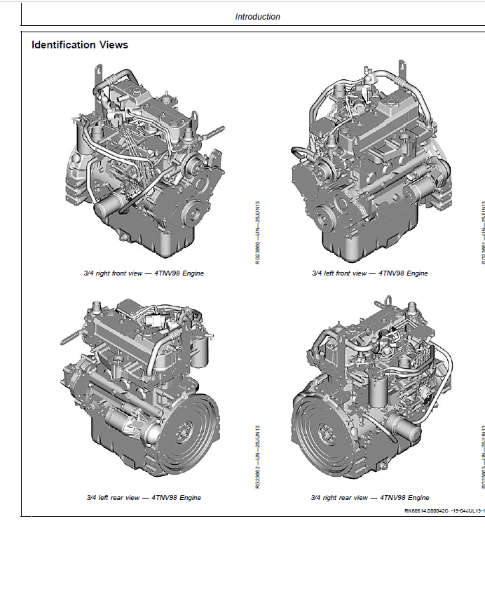 John Deere 4TNV98, 4TNV98T Diesel Engines Repair Manual (CTM130319) Workshop Guide