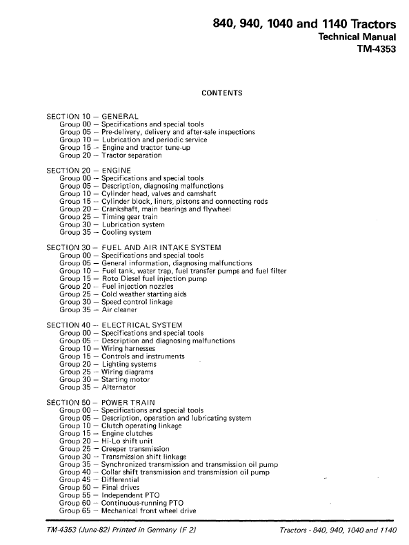 John Deere 840, 940, 1040, 1140 Tractors Technical Manual (TM4353) Workshop Guide