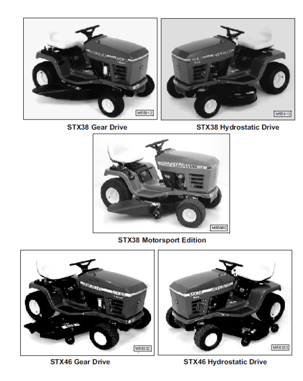 John Deere STX30, STX38, STX46 Lawn Tractors Technical Manual Workshop Guide