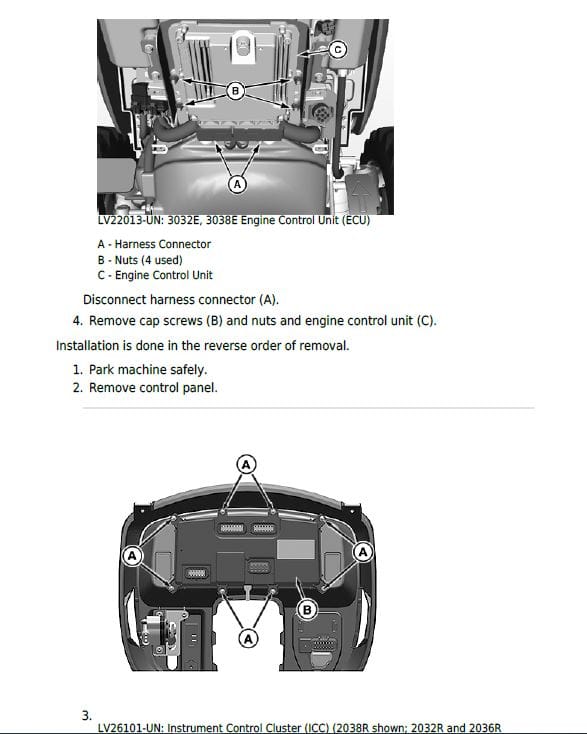 John Deere 3025E, 3032E, 3036E, 3038E Tractors Technical Manual (S.N L100001- NP900001) Workshop Guide