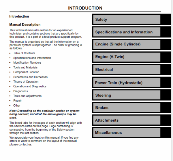 John Deere X110, X120, X140 Tractors Technical Manual (TM2373) Workshop Guide