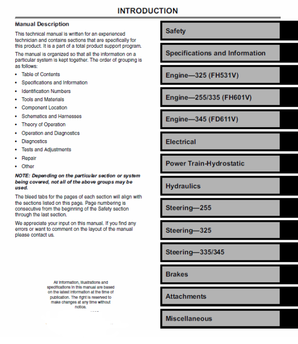 John Deere GX255, GX325, GX335 GX345 Garden Tractors Technical Manual (TM1973) Workshop Guide