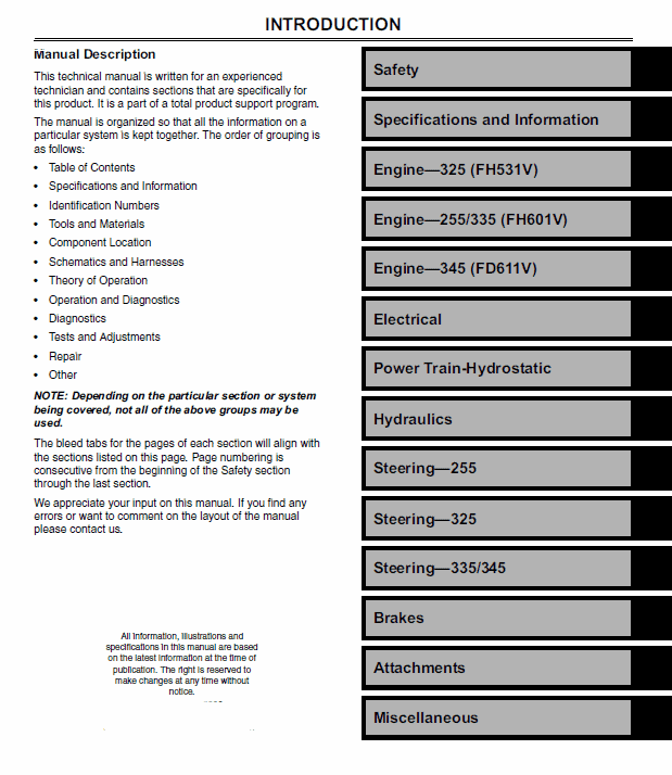 John Deere GX255, GX325, GX335 GX345 Garden Tractors Technical Manual (TM1973) Workshop Guide