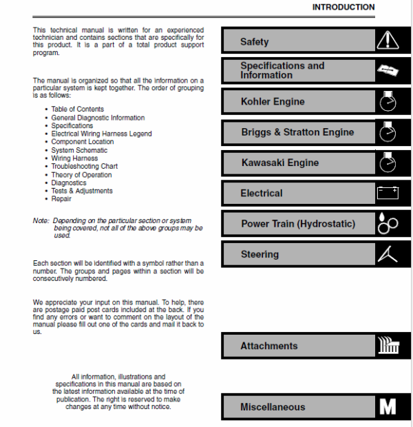 John Deere LTR155, LTR166, LTR180 Lawn Tractors Technical Manual (TM1768) Workshop Guide