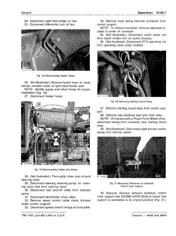 John Deere 4640, 4840 Tractors Repair Technical Manual Workshop Guide