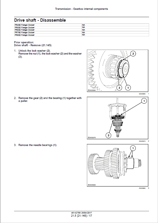 New Holland FR480, FR550, FR650, FR780, FR850, FR850 Forage Cruiser Service Manual Workshop Guide