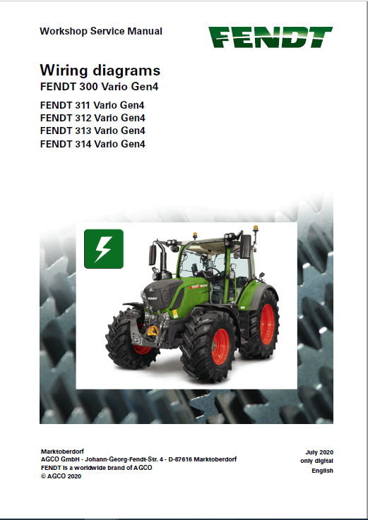 Fendt 311, 312, 313, 314 Vario Gen4 Tractors Workshop Repair Manual Workshop Guide
