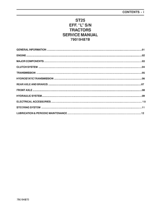 AGCO ST25 Compact Tractor Service Manual Workshop Guide