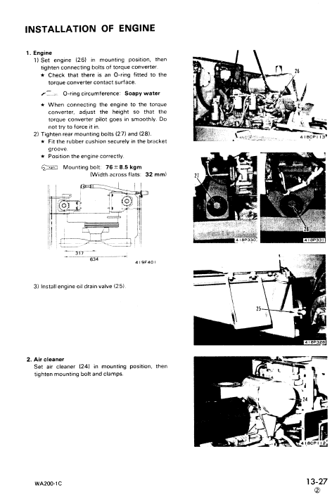 Komatsu WA200-1 Wheel Loader Service Manual Workshop Guide