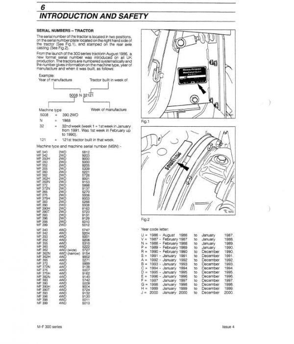 Massey Ferguson MF 393, MF 396, MF 398, MF 399 Tractor Service Manual