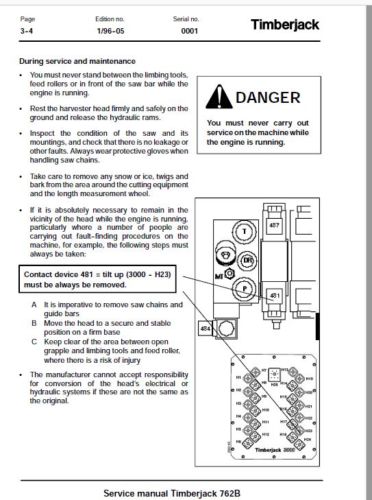 Timberjack 762B Harvester Head Service Repair Manual Workshop Guide