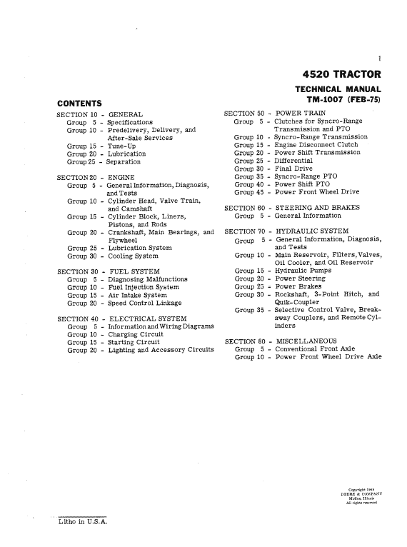 John Deere 4520 Tractor Repair Technical Manual Workshop Guide