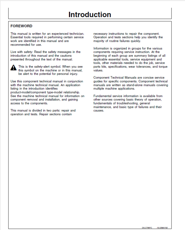 John Deere Series 500, 6619 Diesel Engines Service Repair Manual (CTM9) Workshop Guide
