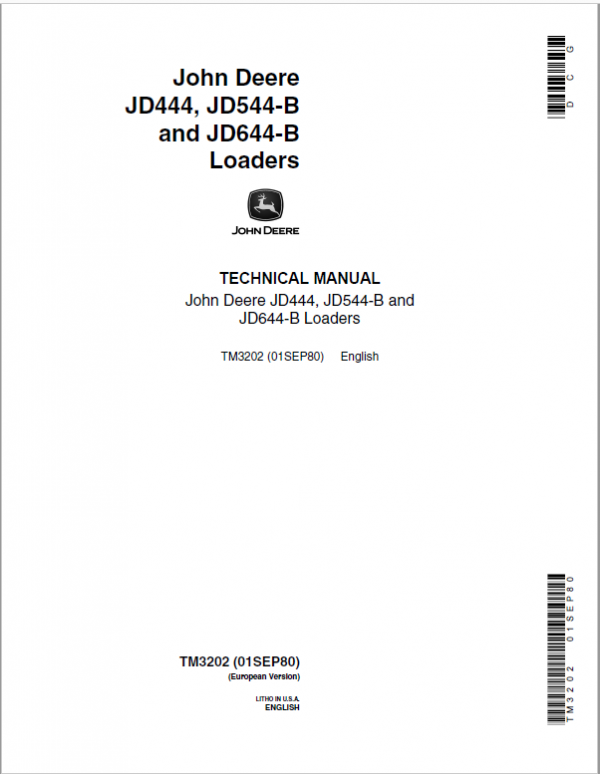 John Deere 644B Loader Repair Technical Manual (TM1095 and TM3202) Workshop Guide