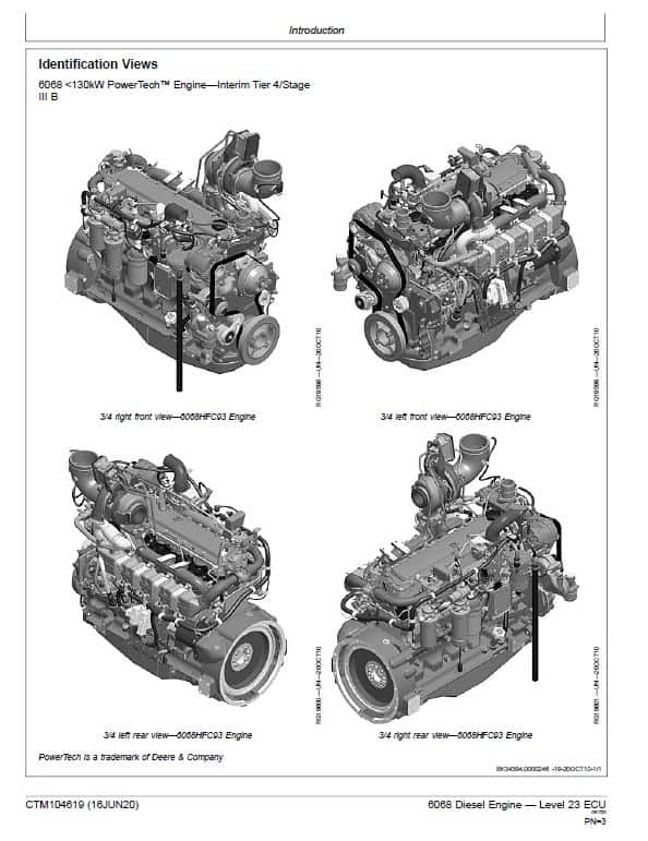 John Deere 6068 Diesel Engine Level 23 ECU Repair Technical Manual (CTM104619) Workshop Guide