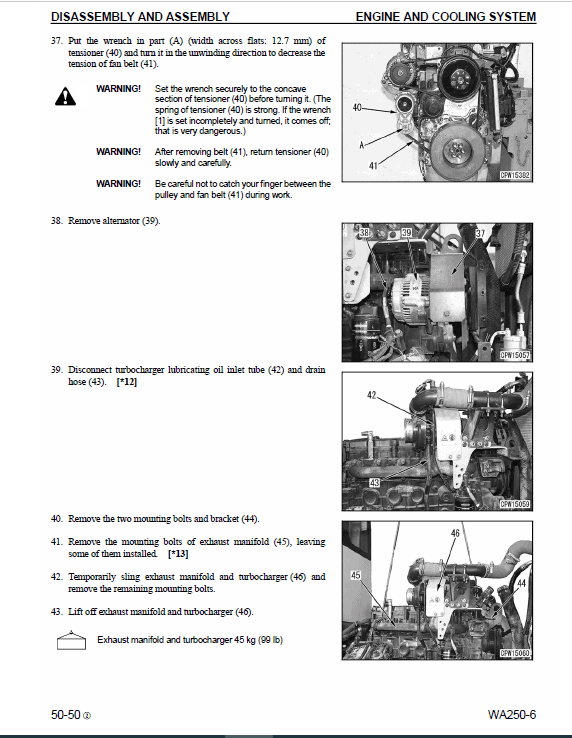 Komatsu WA250-6, WA250PZ-6 Wheel Loader Service Manual Workshop Guide