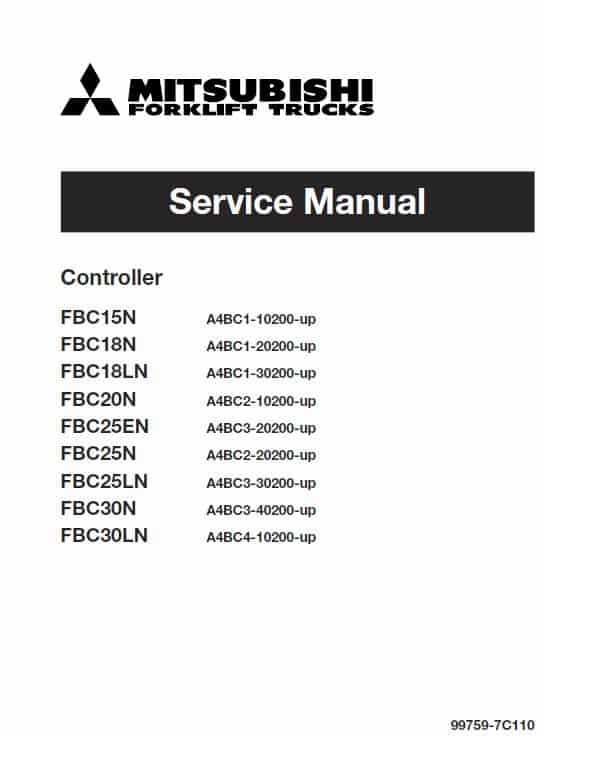 Mitsubishi FBC15N, FBC18N, FBC18LN Forklift Lift Truck Service Manual