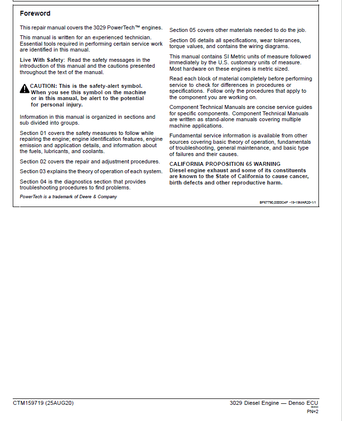 John Deere 3029 Diesel Engine – Denso ECU Repair Manual (CTM159719) Workshop Guide