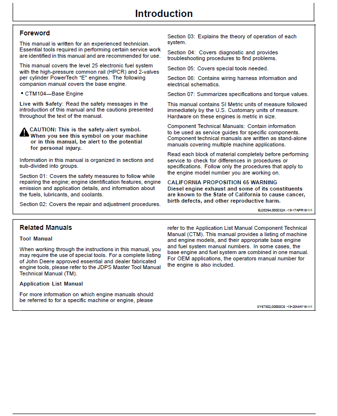 John Deere 4045, 6068 2-Valve Diesel Engine – Level 25 ECU Repair Manual (CTM152819) Workshop Guide