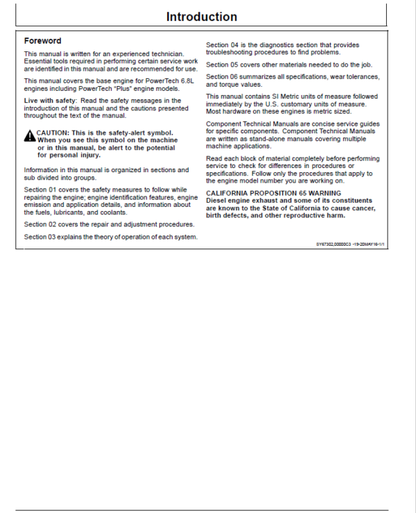 John Deere 6068 4-Valve Diesel Engine – Level 25 ECU Repair Manual (CTM139019) Workshop Guide