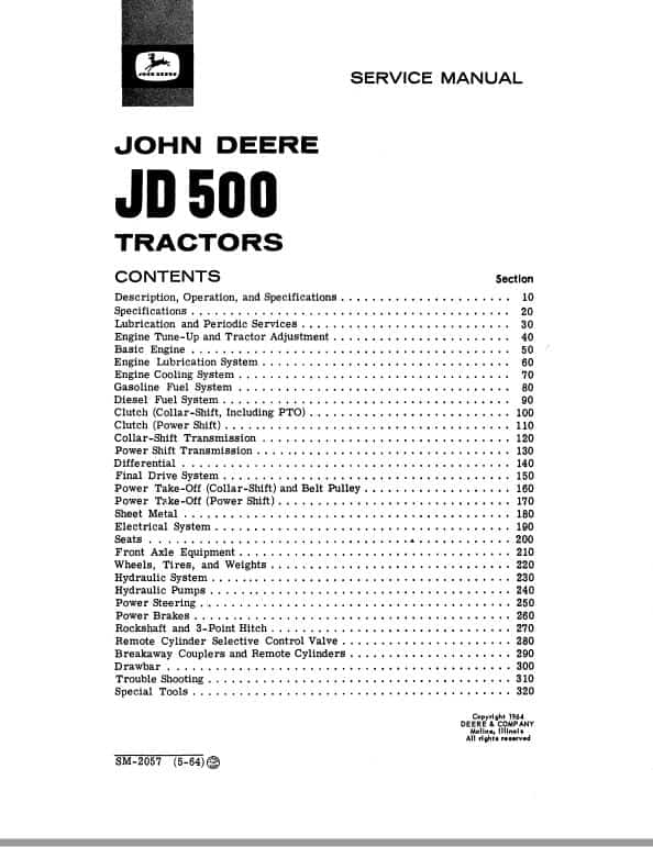 John Deere JD500 Tractor Loader Repair Technical Manual (SM2057) Workshop Guide