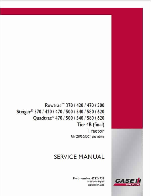 Case 370, 420, 470, 500 Rowtrac Tractor Service Manual